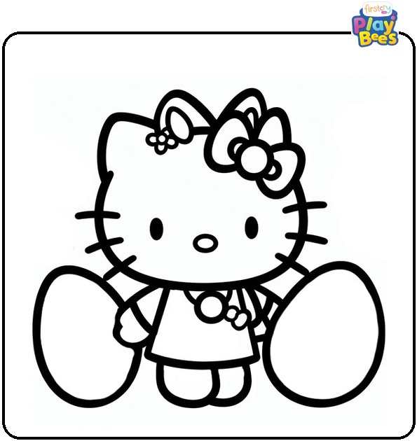 Hello Kitty Easter Coloring Page