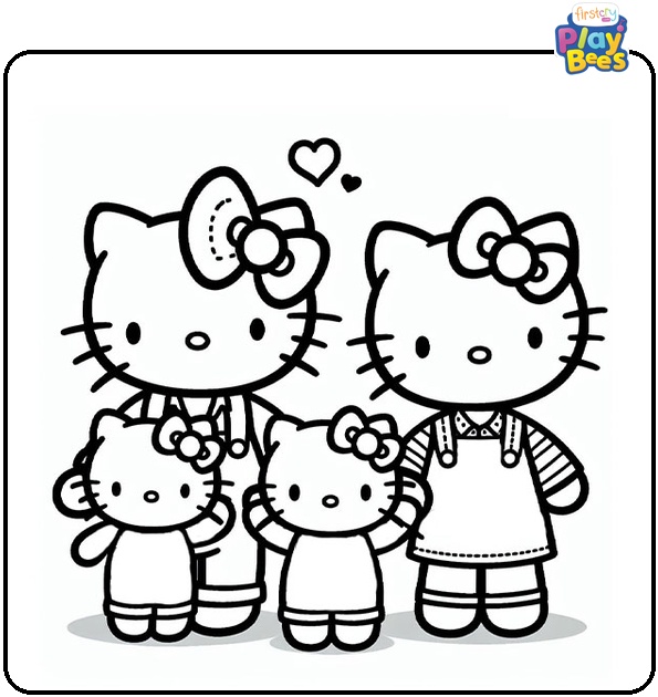 Hello Kitty Family Coloring Page