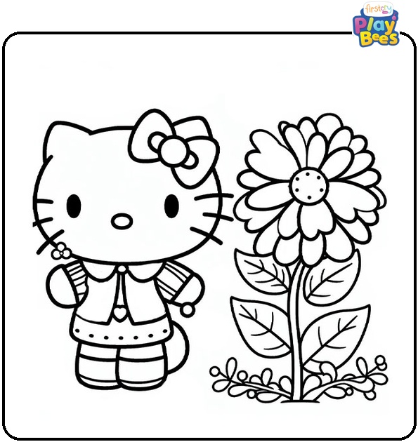 Hello Kitty Flower Coloring Page