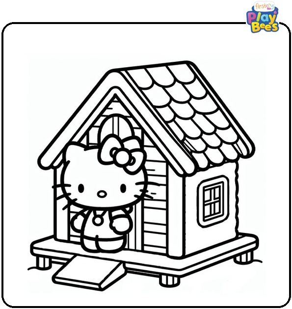 Hello Kitty House Coloring Page