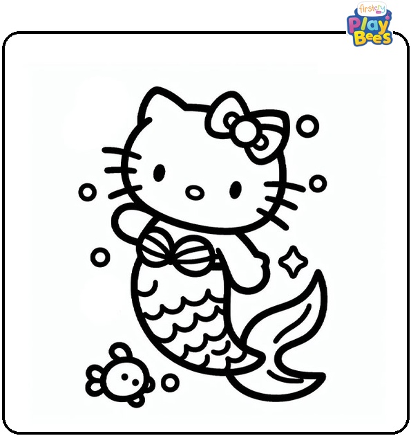 Hello Kitty Mermaid Coloring Page