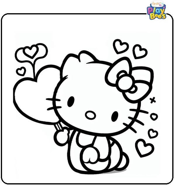Hello Kitty Valentine Coloring Page