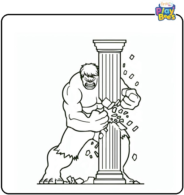 Hulk Breaking the Pillar Coloring Page Hulk Breaking the Pillar Coloring Page
