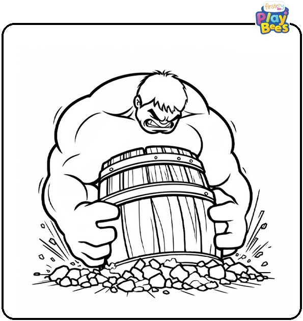 Hulk Crushes Barrel With Two Hand Coloring Page Hulk Crushes Barrel With Two Hand Coloring Page