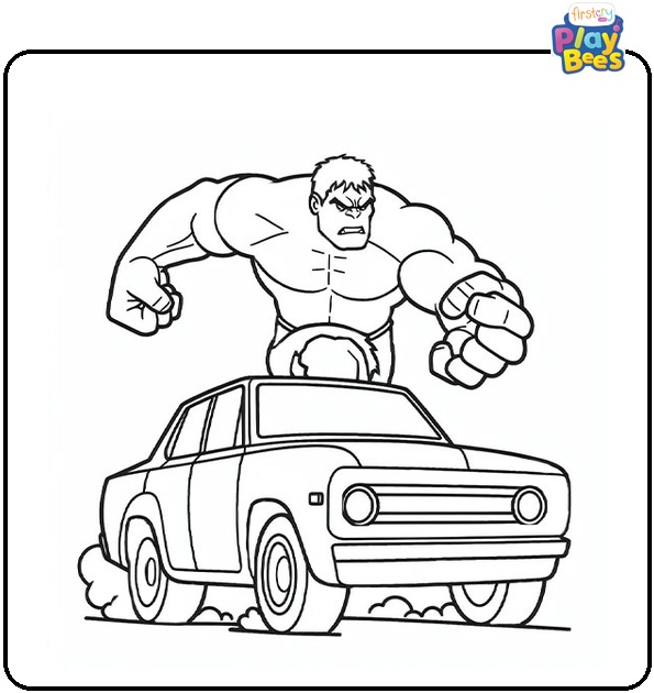 Hulk Throwing the Car Coloring Page Hulk Throwing the Car Coloring Page