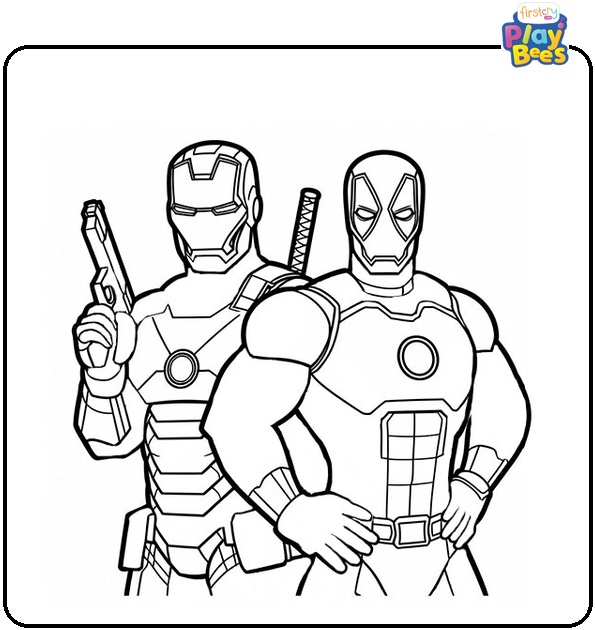 Iron Man Deadpool Coloring Page Iron Man Deadpool Coloring Page