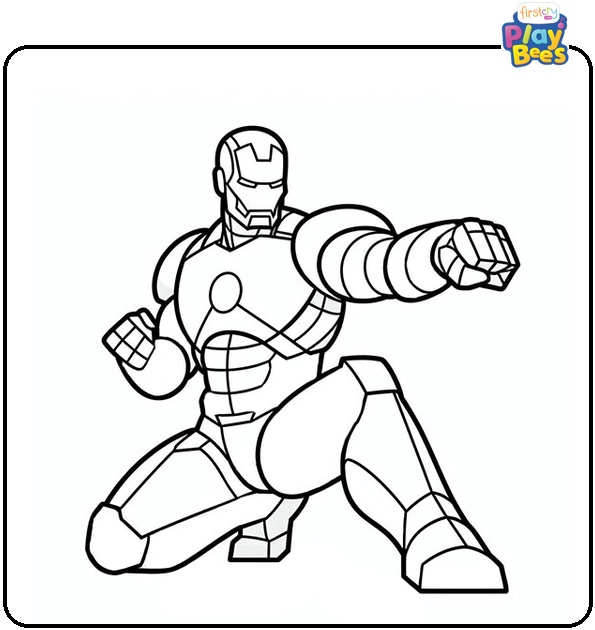 Iron Man in Combat Coloring Page Iron Man in Combat Coloring Page