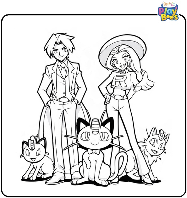 James And Jessie of Pokemon Coloring Page
