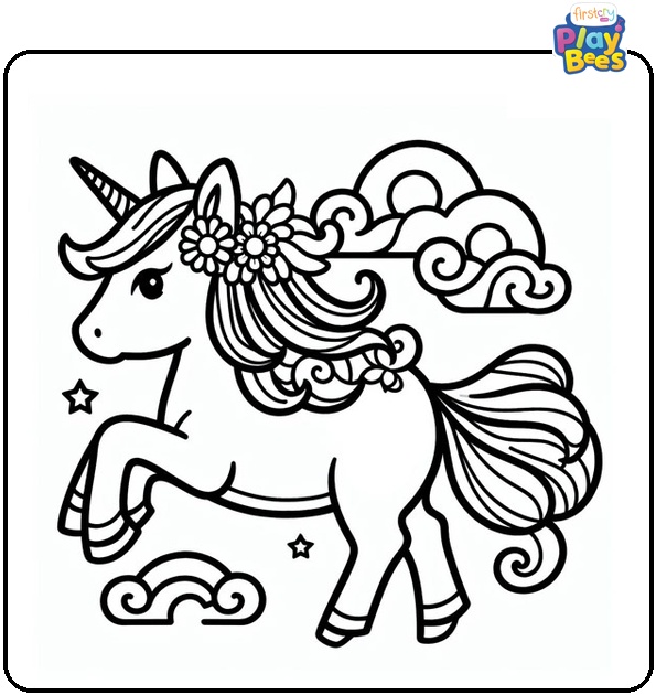 Japanese Coloring Page Of Unicorn