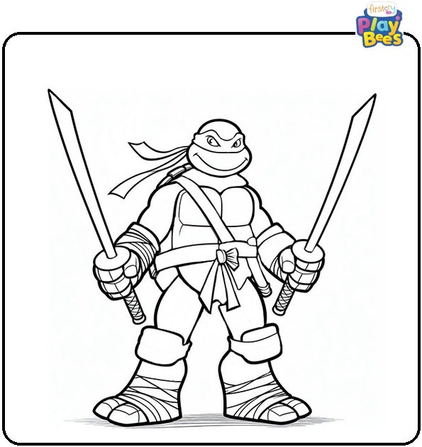 Leonardo Holds Two Katana Coloring Page
