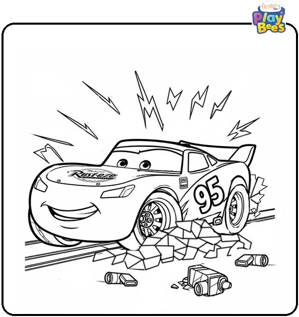 Lightning McQueen Breakdowns Colouring Page