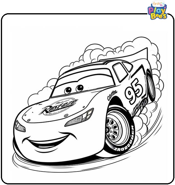 Lightning McQueen Drifting Colouring Page