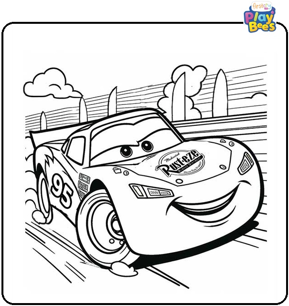 Lightning McQueen During the Race Coloring Page