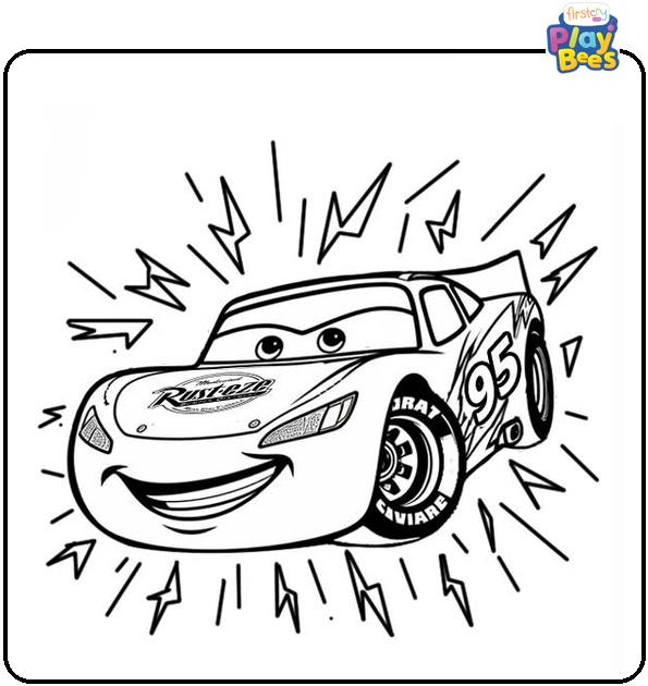 Lightning McQueen Tire Blast Coloring Page