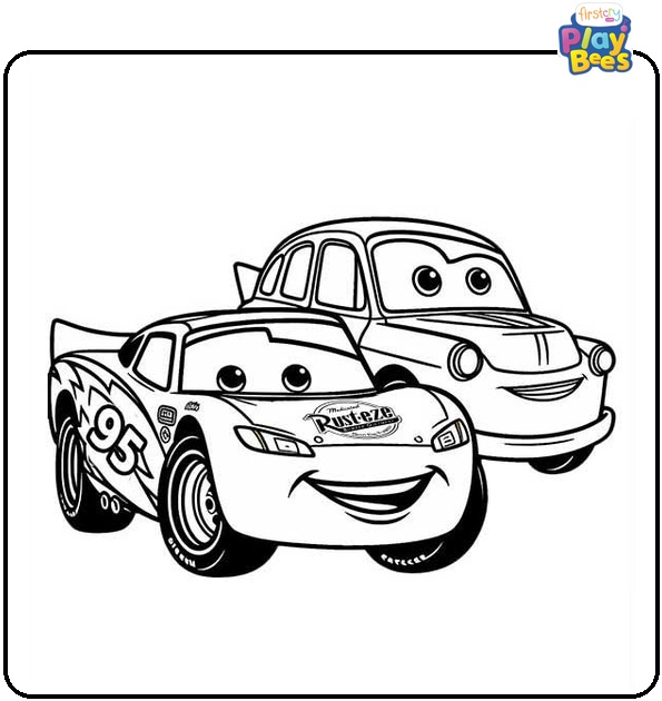 Lightning McQueen With Other Cars Coloring Page
