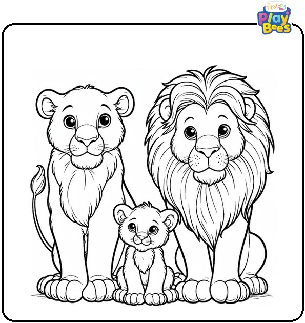 Lion Family Coloring Page