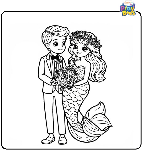 Little Mermaid Wedding Coloring Page