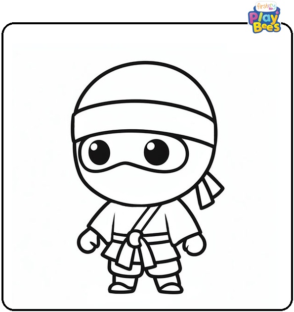 Little Ninja With Mask Coloring Page Little Ninja With Mask Coloring Page