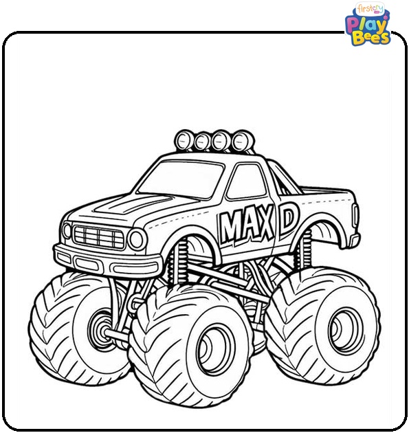 Max-D Monster Truck Coloring Page Max-D Monster Truck Coloring Page