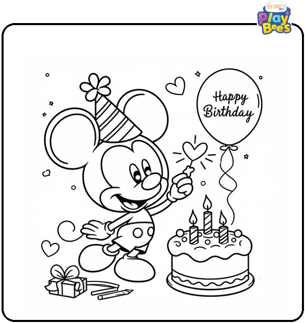 Mickey Mouse Birthday Coloring Page Mickey Mouse Birthday Coloring Page