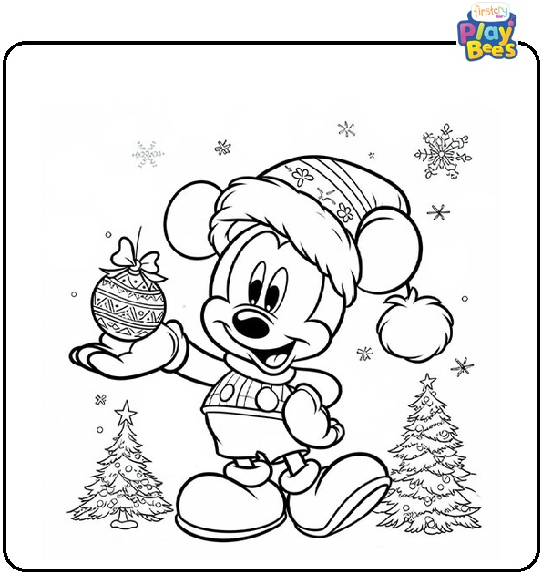Mickey Mouse Christmas Coloring Page Mickey Mouse Christmas Coloring Page
