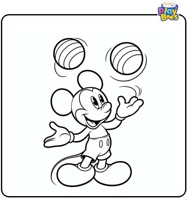 Mickey Mouse Juggling Balls Coloring Page Mickey Mouse Juggling Balls Coloring Page