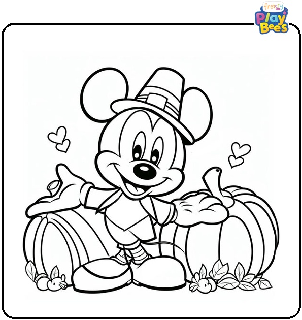Mickey Mouse Thanksgiving Coloring Page Mickey Mouse Thanksgiving Coloring Page
