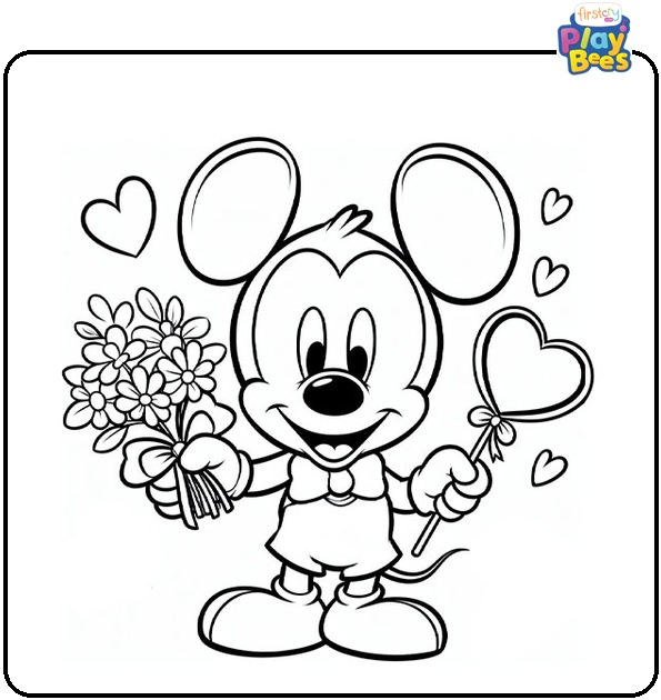 Mickey Mouse Valentines Day Coloring Page Mickey Mouse Valentines Day Coloring Page