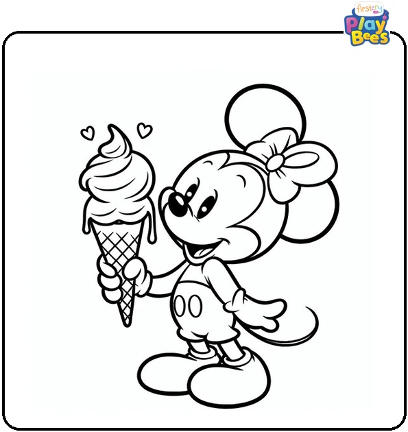 Mickey Mouse With Huge Ice Cream Coloring Page Mickey Mouse With Huge Ice Cream Coloring Page