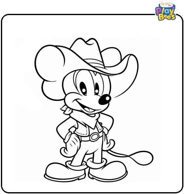 Mickey Mouse as Cowboy Coloring Page Mickey Mouse as Cowboy Coloring Page