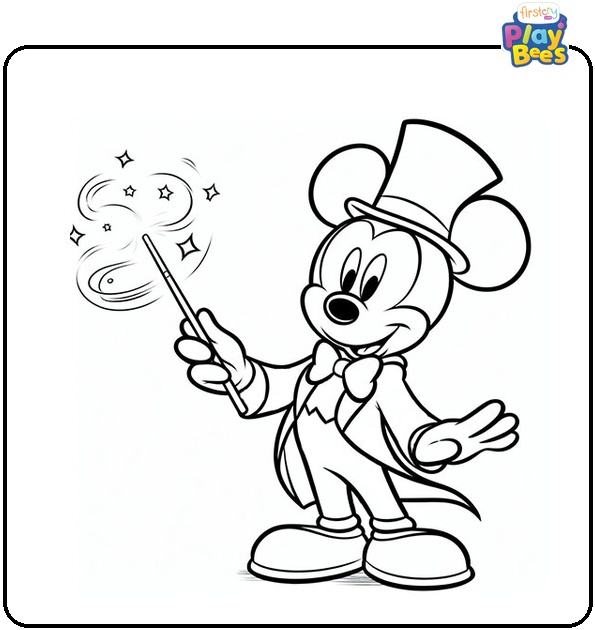Mickey Mouse as Magician Coloring Page Mickey Mouse as Magician Coloring Page