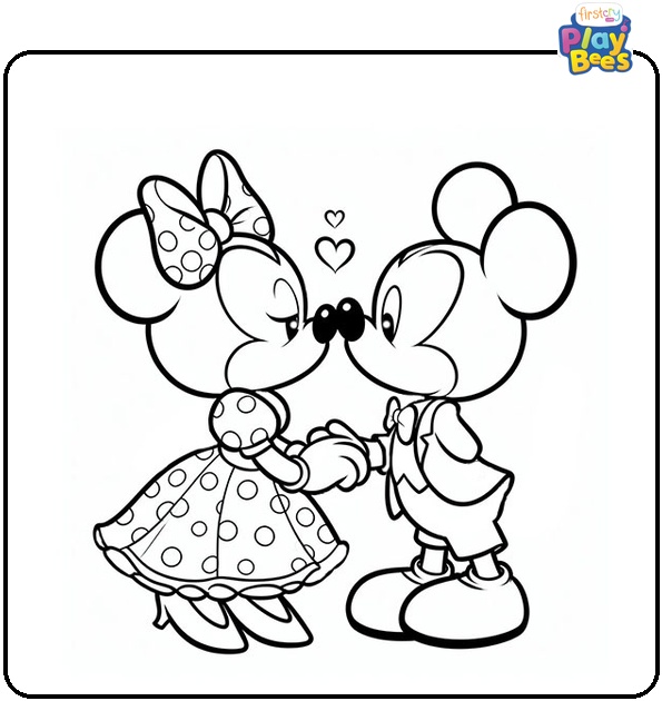 Mickey and Minnie Kissing Coloring Page Mickey and Minnie Kissing Coloring Page