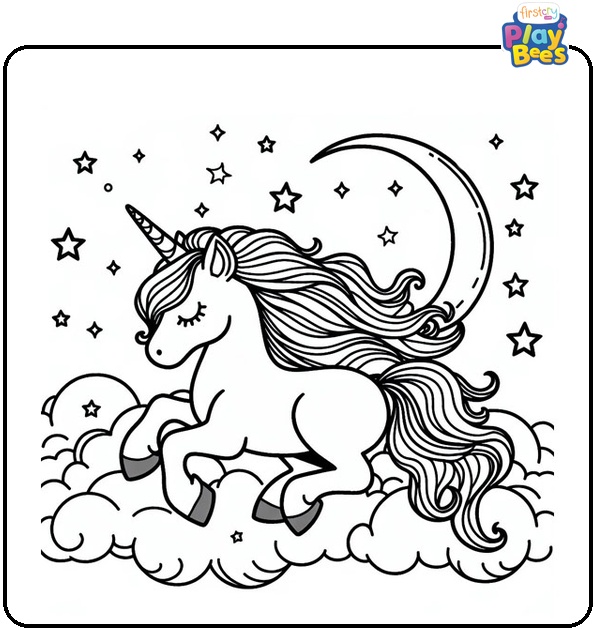 Midnight Unicorn Coloring Page