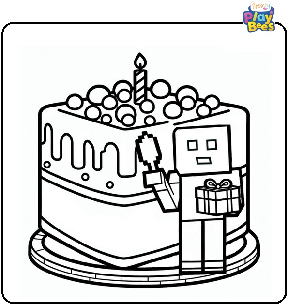 Minecraft Cake Coloring Page Minecraft Cake Coloring Page