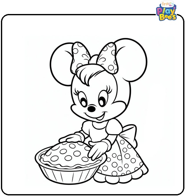 Minnie Mouse Baking Coloring Page Minnie Mouse Baking Coloring Page