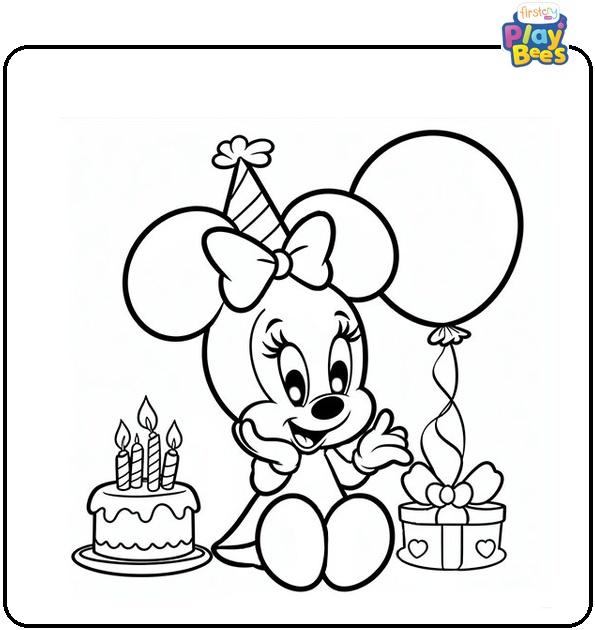 Minnie Mouse Birthday Coloring Page Minnie Mouse Birthday Coloring Page