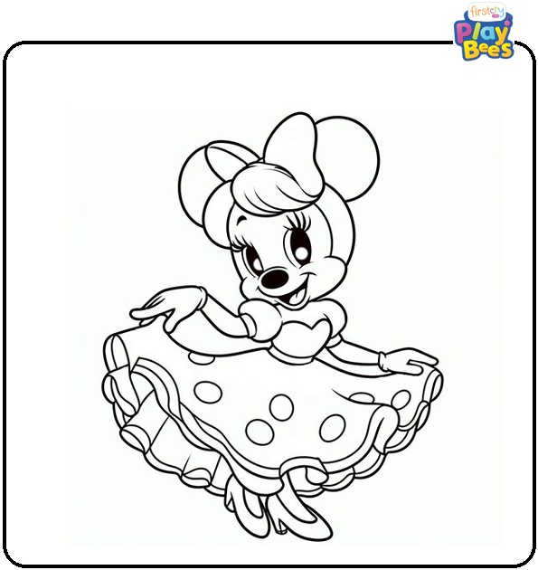 Minnie Mouse Dancing on Music Coloring Page Minnie Mouse Dancing on Music Coloring Page