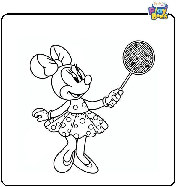 Minnie Mouse Enjoys Badminton Coloring Page Minnie Mouse Enjoys Badminton Coloring Page