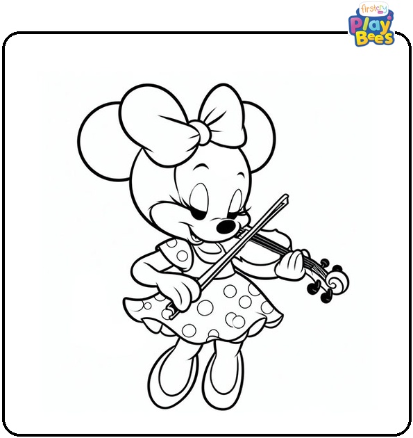Minnie Mouse Playing the Violin Coloring Page Minnie Mouse Playing the Violin Coloring Page