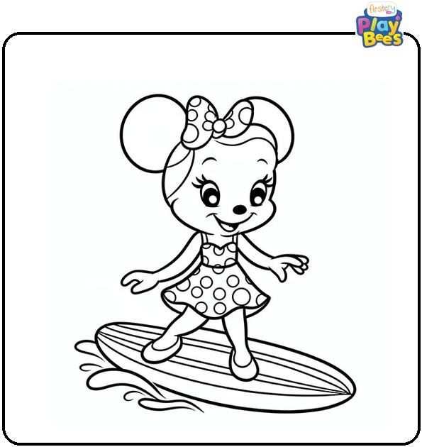 Minnie Mouse Surfing Coloring Page Minnie Mouse Surfing Coloring Page