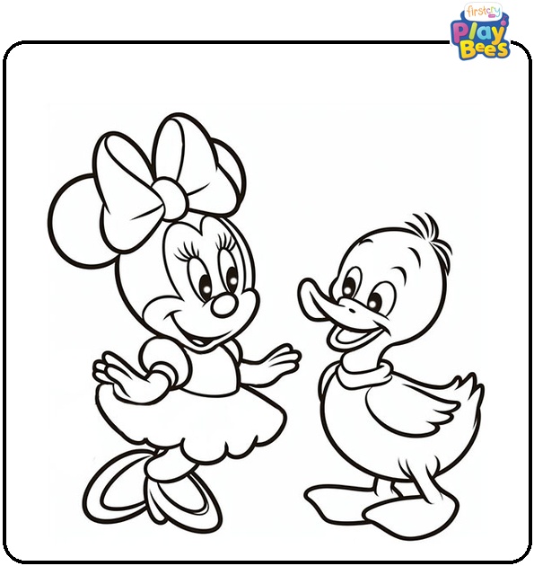Minnie Mouse and Daisy Coloring Page Minnie Mouse and Daisy Coloring Page