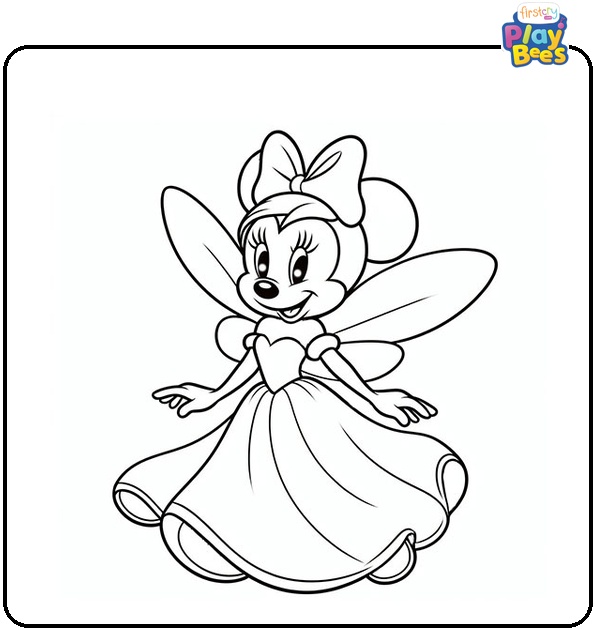 Minnie Mouse as Fairy Princess Coloring Page Minnie Mouse as Fairy Princess Coloring Page