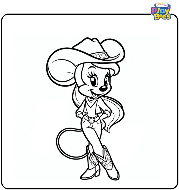 Minnie Mouse as a Cowgirl Coloring Page Minnie Mouse as a Cowgirl Coloring Page