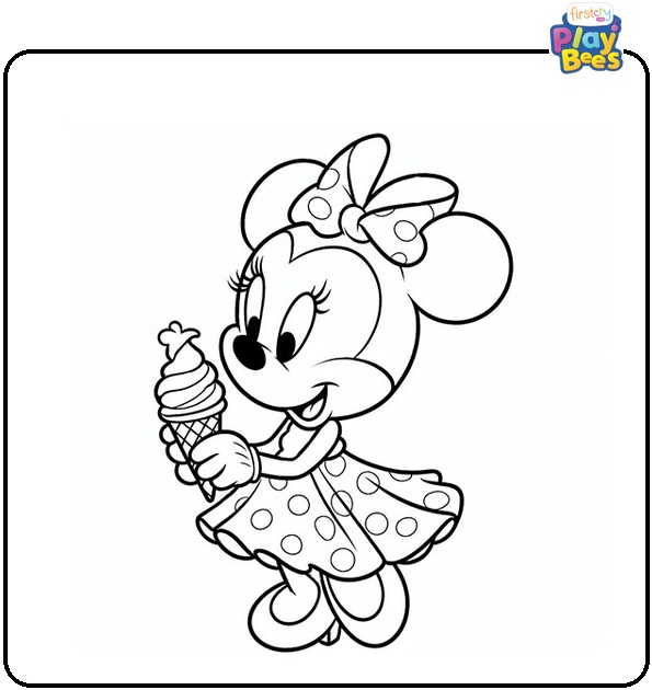 Minnie Mouse having Ice Cream Coloring Page Minnie Mouse having Ice Cream Coloring Page