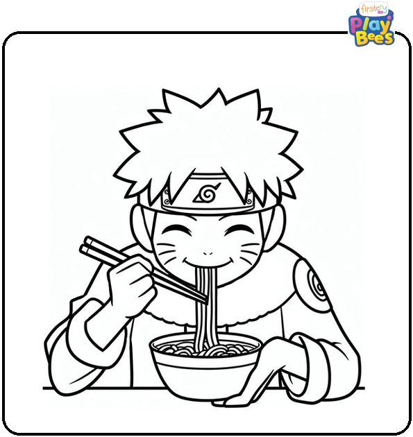Naruto Eating Ramen Coloring Page Naruto Eating Ramen Coloring Page