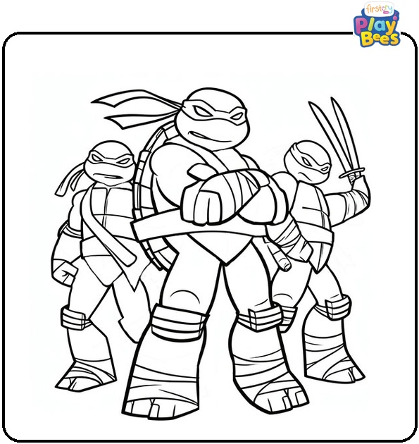 Nickelodeon Ninja Turtles Group Coloring Page