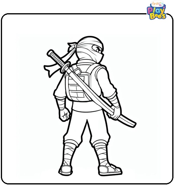 Ninja Carry Sword On His Back Coloring Page Ninja Carry Sword On His Back Coloring Page