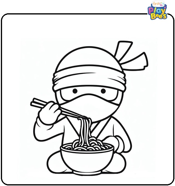 Ninja Eating Noodle Coloring Page Ninja Eating Noodle Coloring Page