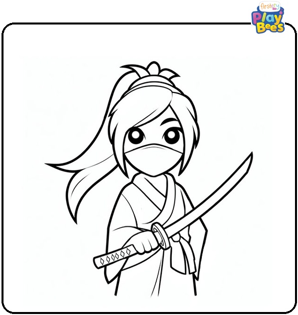 Ninja Girl With Sword Coloring Page Ninja Girl With Sword Coloring Page