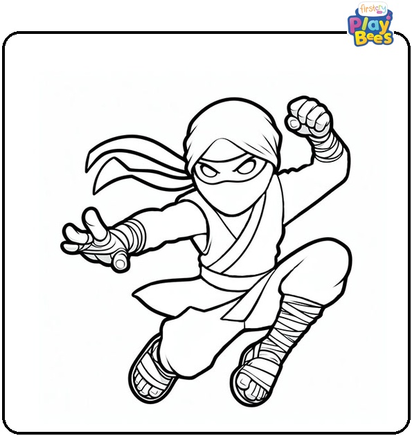 Ninja Jump Up Attack Coloring Page Ninja Jump Up Attack Coloring Page